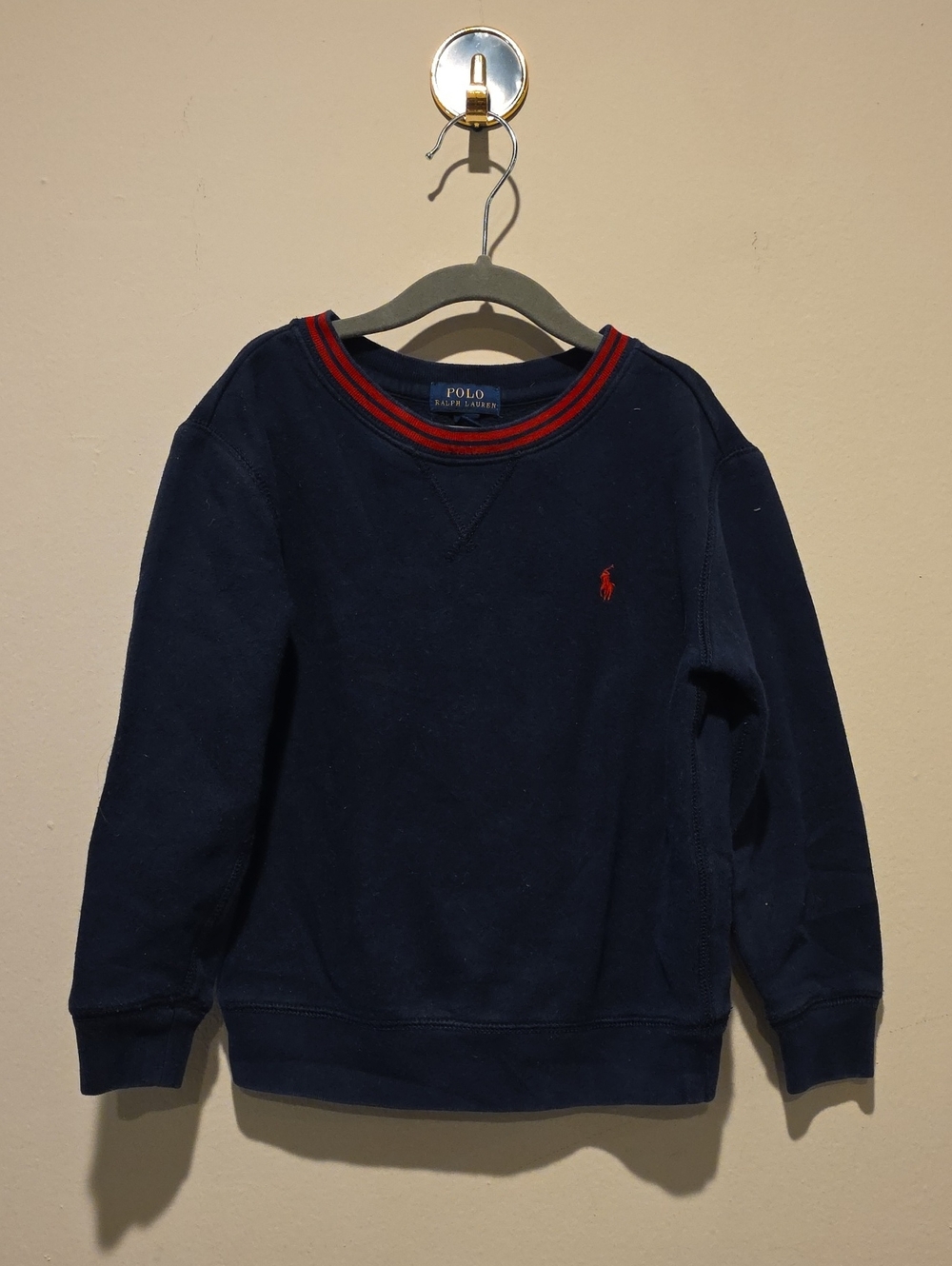 Polo Ralph Lauren Navy Crewneck Sweatshirt with Red Trim Size 5